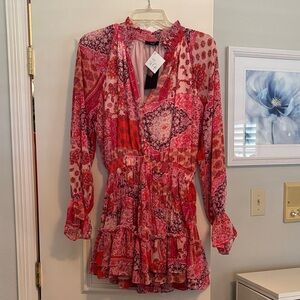 Women's Pink & Red Patterned Dress